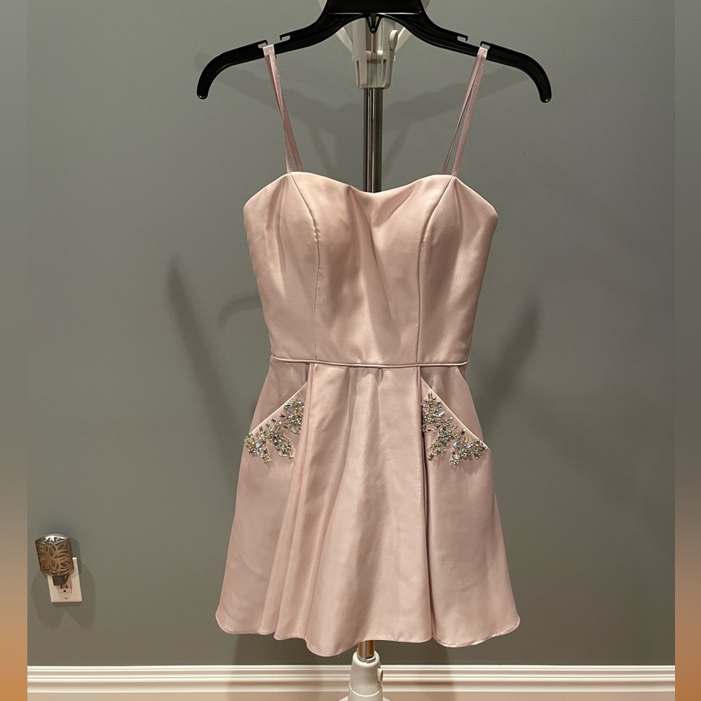 strapless blush dress